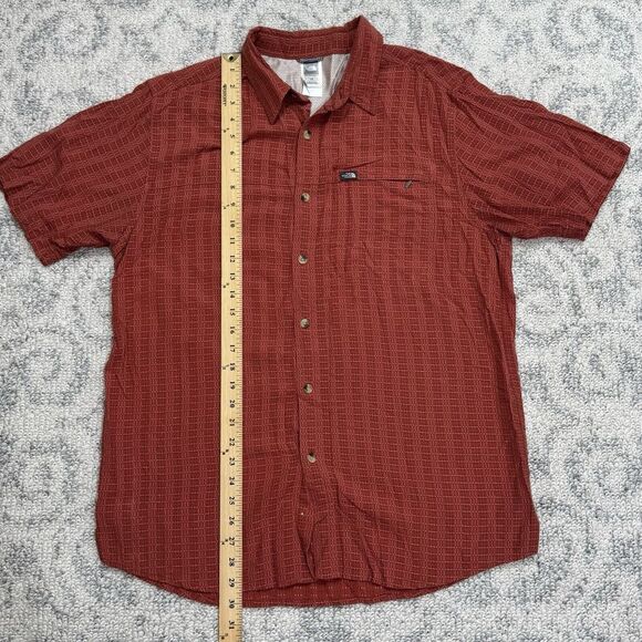 The North Face Men's Size Large Shirt Outdoor Button Up Short Sleeve Orange - Picture 12 of 14